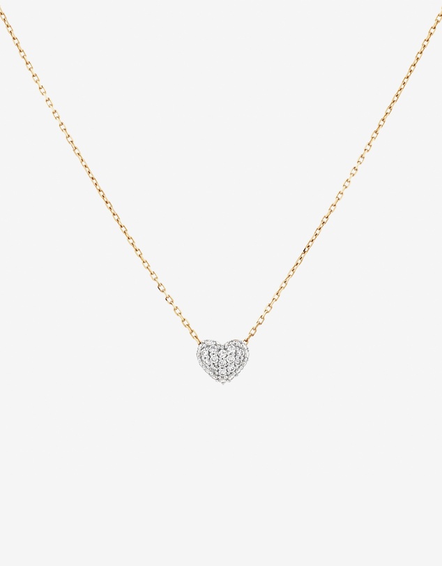 Michael Hill - Mini Puff Heart Necklace with .12TW of Diamonds in 10kt Yellow Gold and Rhodium