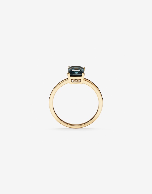 Michael Hill - Emerald Cut London Blue Topaz Gemstone Solitaire Ring in 10kt Yellow Gold
