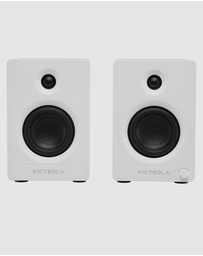 Victrola - Victrola Automatic Turntable + Victrola Tempo Bookshelf Speakers Bundle - White
