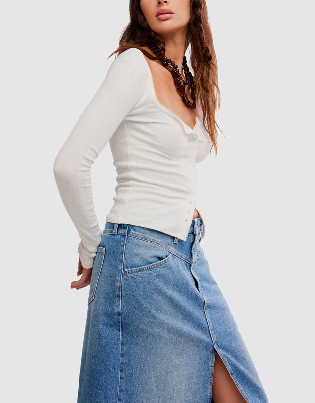 Free People - End Game Pointelle LS Top
