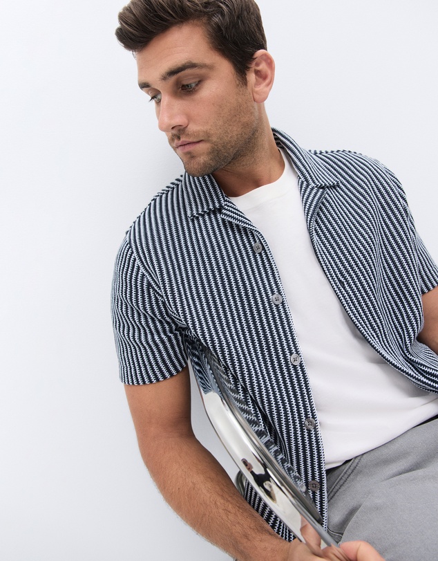 UNISON - Herringbone Stripe Button Thru