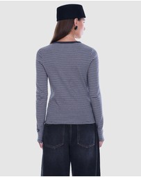 ENA PELLY - Piper Long Sleeve Stripe Top