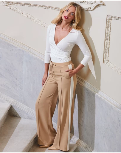 Sosandar - Side Stripe Wide Leg Trousers