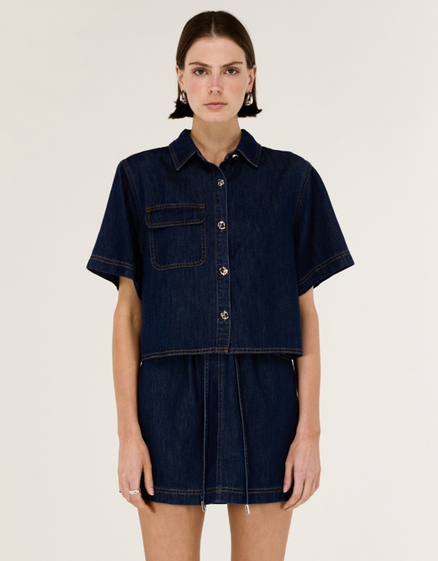 Staple the Label - Lea Crop Denim Shirt