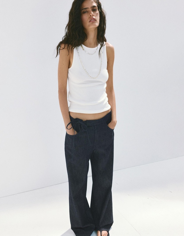 M.N.G - Low-Rise Tie Jeans