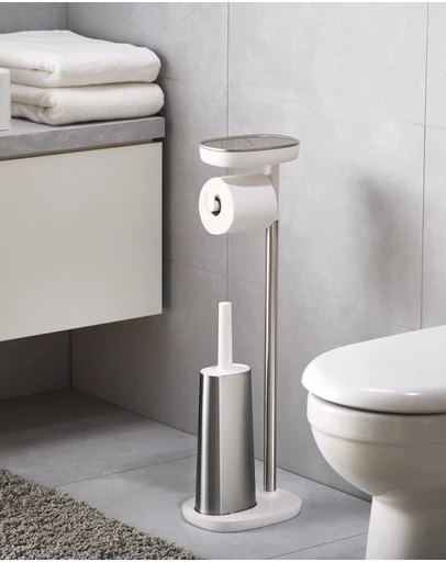 Joseph Joseph - EasyStore™ Plus Stainless-steel Toilet Roll Holder with Toilet Brush