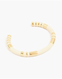Lovisa - Waterproof Gold Plated Stainless Steel Neutral Toned Enamel Striped Wrist Cuff