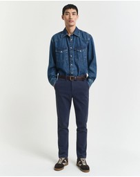 Gant - Slim Fit Cotton Herringbone Pants