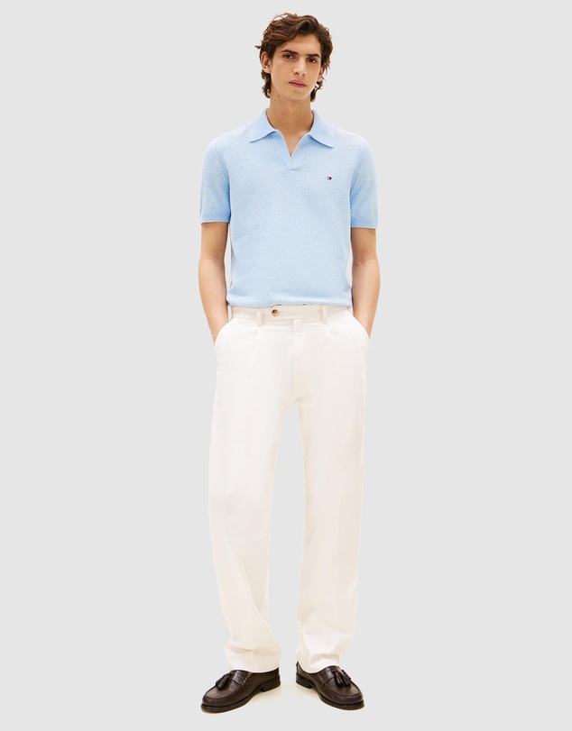 Tommy Hilfiger - Stripe Textured Knit Polo Shirt