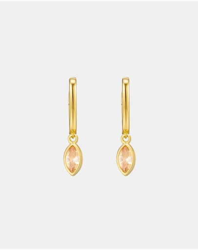 Zoe Olivia - 14K Gold Vermeil Champagne Cubic Zirconia Drop Huggies