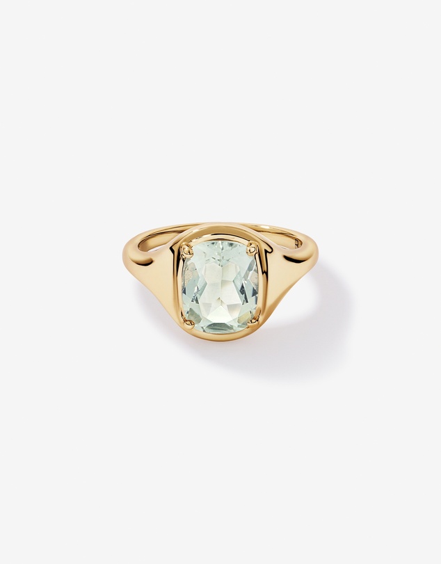 Michael Hill - Elongated Cushion Cut Green Amethyst Ring in 10kt Yellow Gold