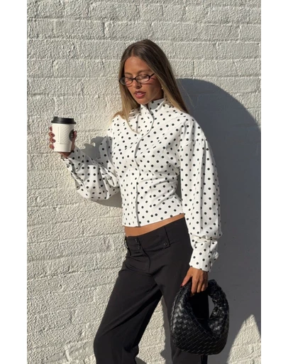 Beginning Boutique - Front Page White Polka Dot Jacket