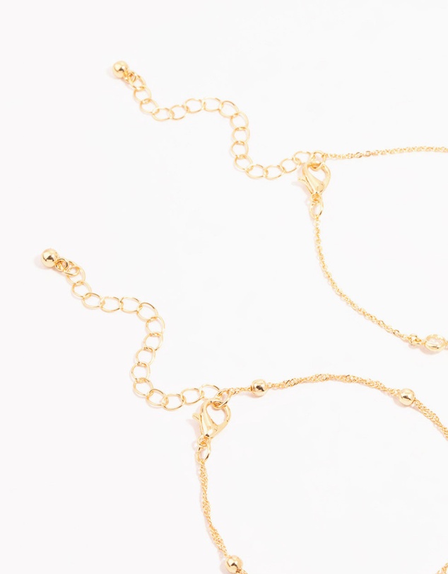 Lovisa - Gold Diamante & Ball Chain Bracelets 2-Pack