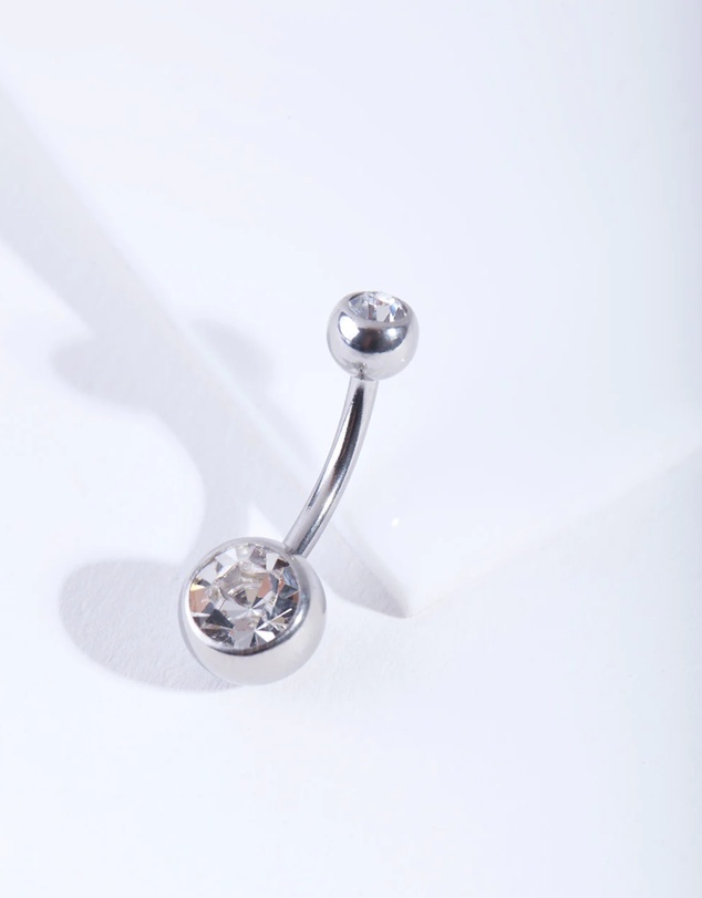 Lovisa - Silver Double Diamante Belly Bar
