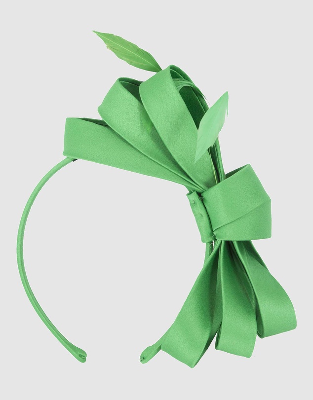 Max Alexander - Large Green Satin Bow Racing Fascinator
