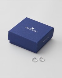 Swarovski - Matrix Vittore hoop earrings, Round cut, White, Rhodium plated