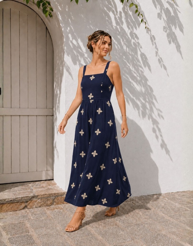 Esther & Co - Atasha Dress - Navy Print