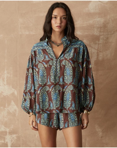 BOTEH - Calico Yoke Smock Blouse