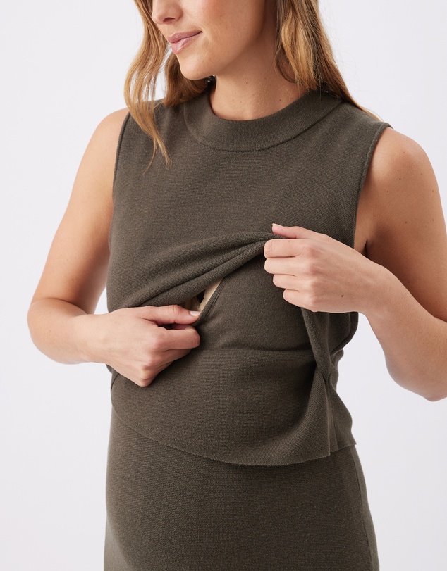 Ripe Maternity - Layered Knit Nursing Dress