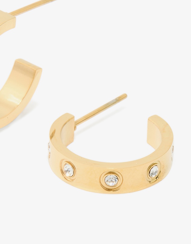Lovisa - Waterproof Gold Plated Stainless Steel Cubic Zirconia Square Hoop Earrings