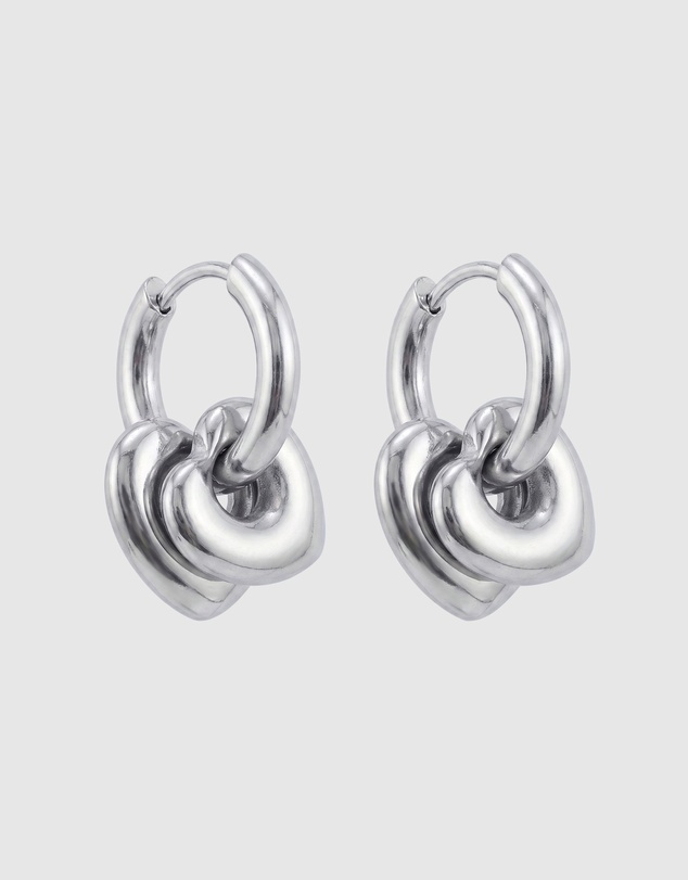 Miz Casa and Co - Double Heart Huggie Earrings