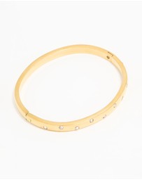 Lovisa - Waterproof Gold Plated Stainless Steel Diamante Smooth Hinged Bracelet
