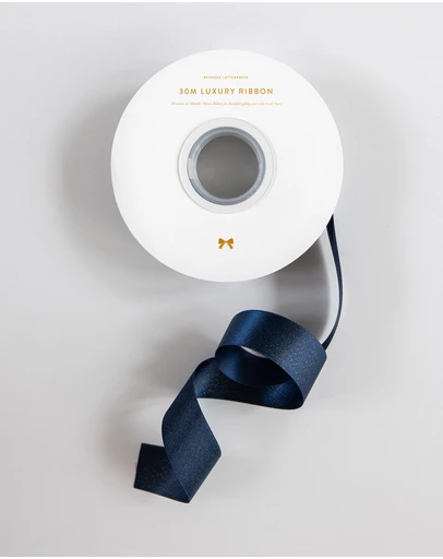 Bespoke Letterpress - Shimmer Satin Ribbon - Navy - 30 Meters