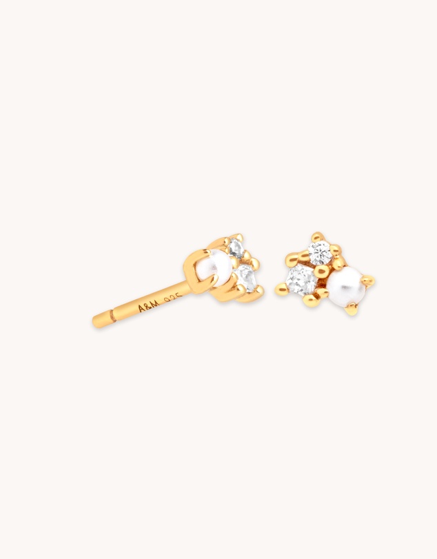 Astrid & Miyu - Pearl & Crystal 18ct Gold Plated Studs