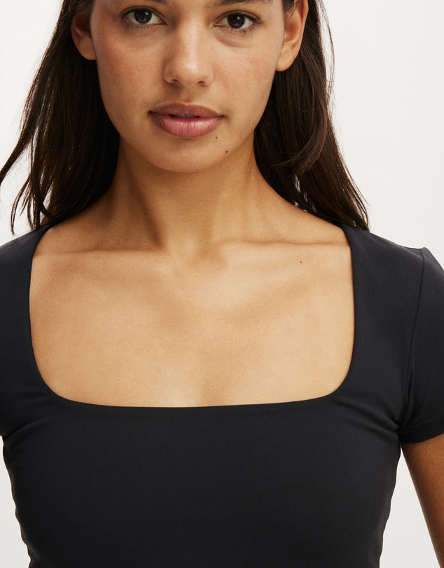 Cotton On Body Active - Ultra Soft Square Neck Fitted T-Shirt