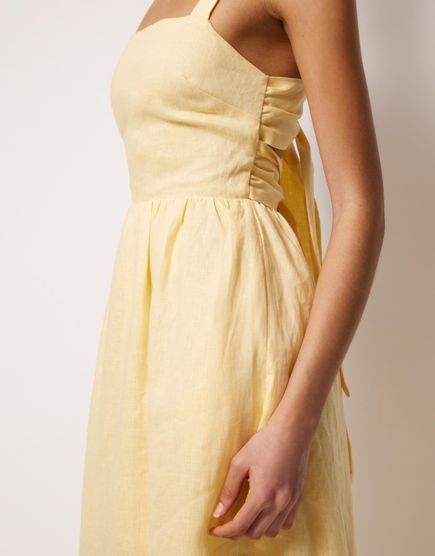 AERE - Raina Tie Back Linen Midi Dress