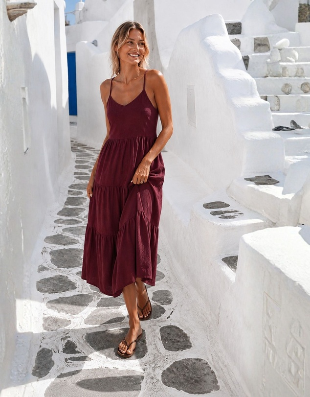 Esther & Co - Sonya Dress - Bordeaux