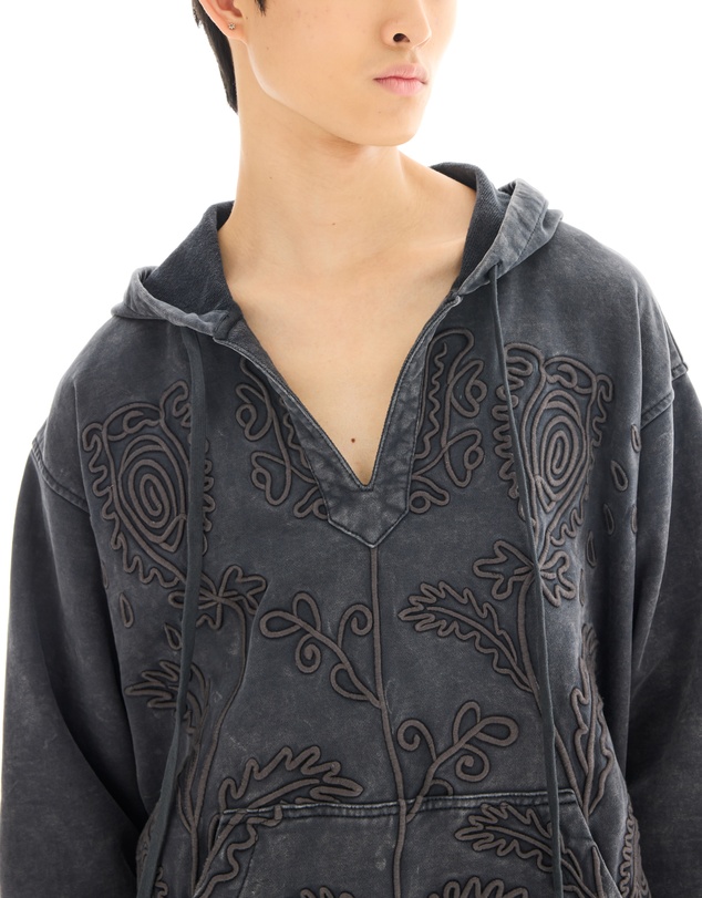 THE TALES - Textured Flower Embroidered Hooded Jacket