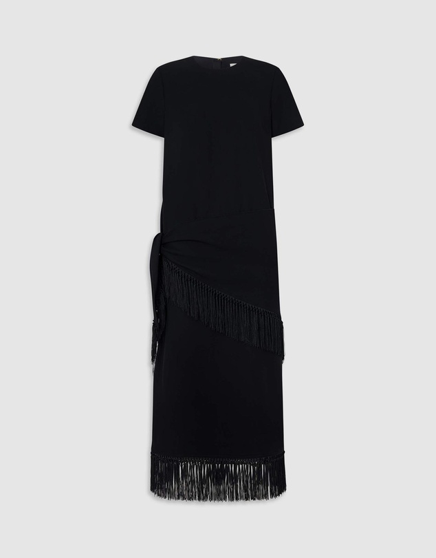 Oroton - Fringe Detail Crepe Dress