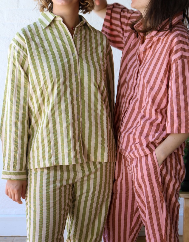 Mosey Me - Seersucker Stripe Long Pyjama Set
