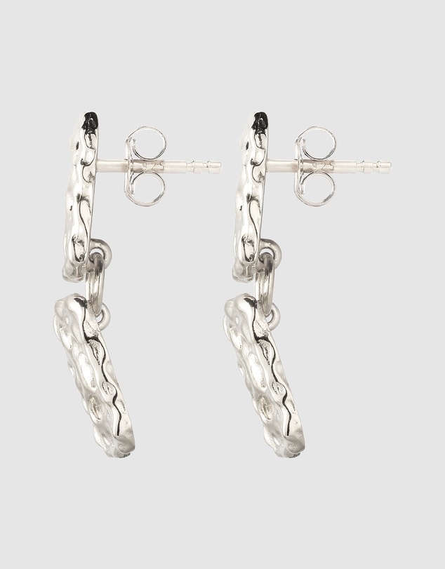 Elli Jewelry - Hammered Rectangle Drop Stud Earrings in 925 Silver