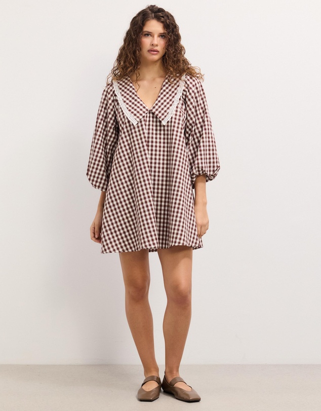 The Fated - Paige Gingham Collared Mini Dress