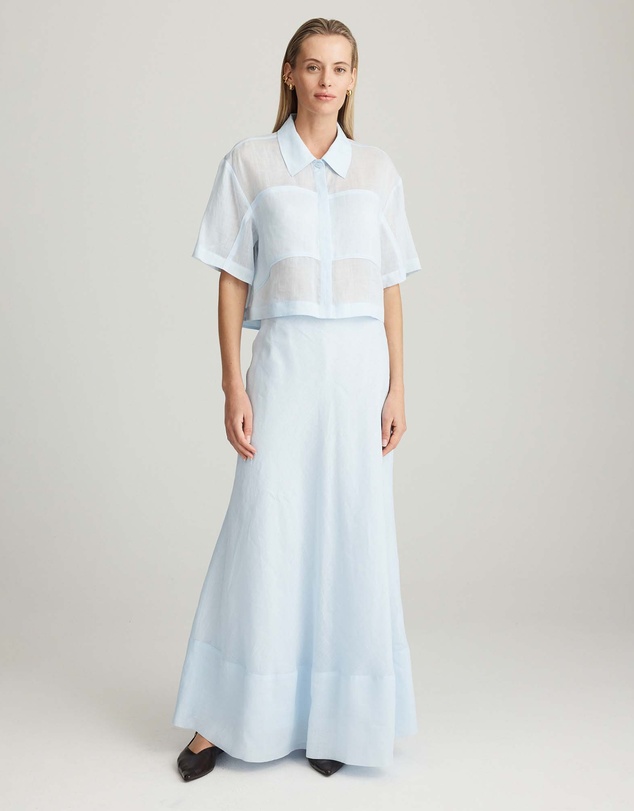 Mattir - Aire Ramie Crop Shirt Blue