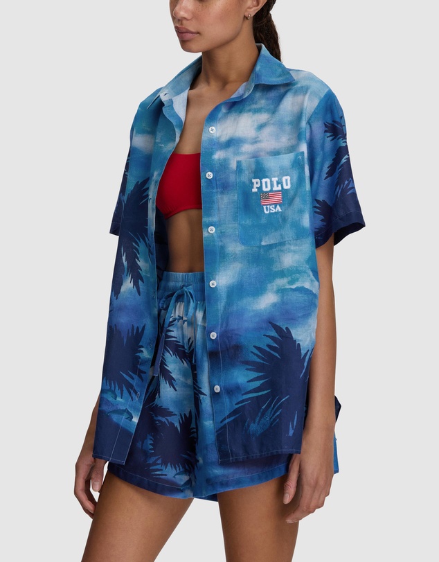 Polo Ralph Lauren - Printed Cotton Short Sleeve Shirt & Shorts Beach Cover Up Set