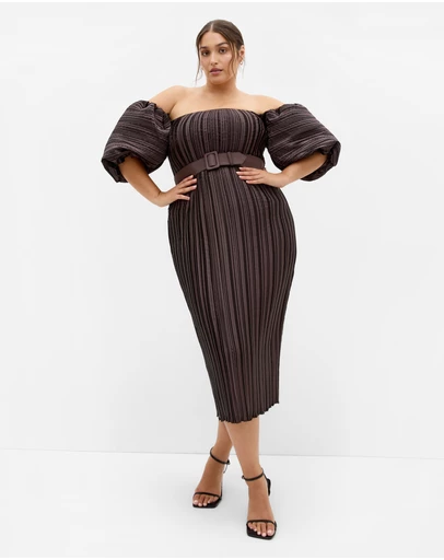 City Chic - Krista Pleat Midi Dress