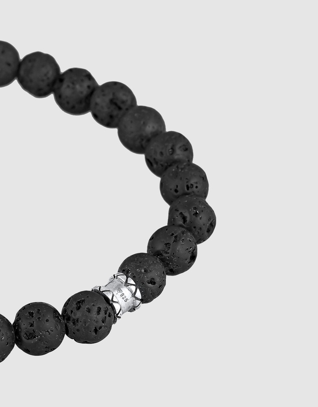Kuzzoi - ICONIC EXCLUSIVE - Lava Bead Bracelet with Skull in 925 Sterling Silver