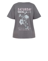 City Chic - Plus size Chill Social Club Tee - slate