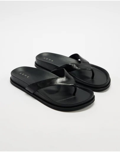 AERE - Leather Footbed Thongs - Women's