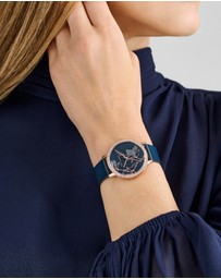 Ted Baker - Keythlin 36mm Rose Gold-ToneCase with Blue Dial and Leather Strap