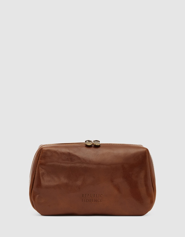 Republic of Florence - The Otto Tan Leather Dopp Kit