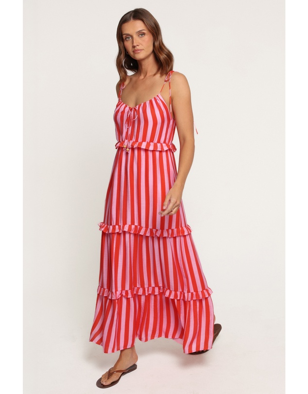 Petal & Pup - Lovella Maxi Dress - Pink/Red Stripe