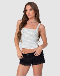 EDIKTED - Kaia Polka Dot Tie Back Top