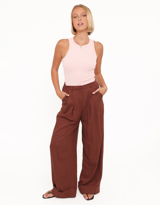 Petal & Pup - Elinor Cuffed Linen Pant - Brown