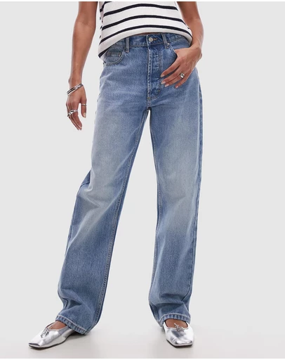 TOPSHOP - Straight Kort Jeans