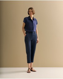 Trenery - Stretch Cotton Twill Capri Pant in Navy
