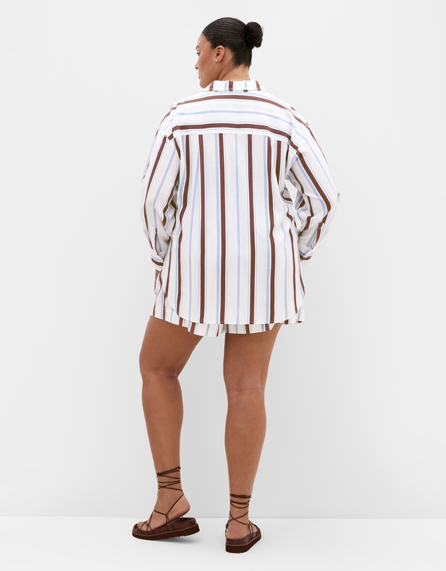 City Chic - Plus size Haven Stripe Shirt - ivory